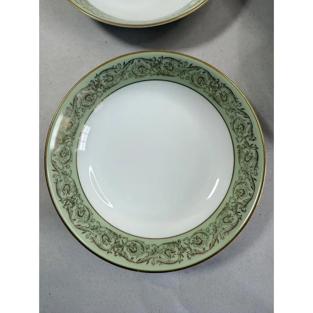 Yamaka Fine China Renaissance 2659R Fruit Bowls Set of 4, Sage Green Gold
